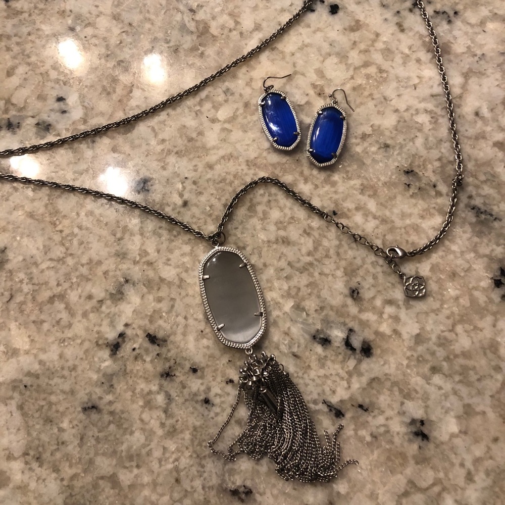 Kendra Scott Rayne necklace and Dani 1.5” earrings